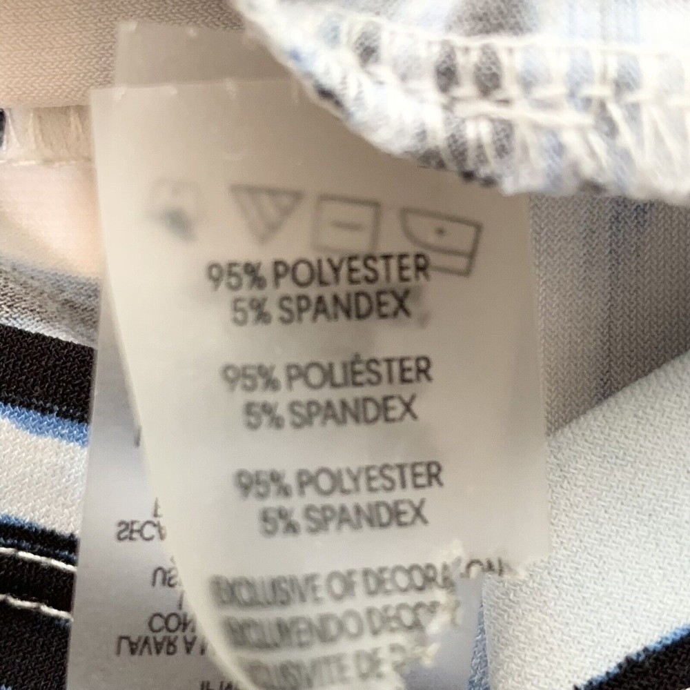 Karl Lagerfeld Womens L Blue Stripe Ruffle Collar 3/4 Sleeve Jersey Top Blouse - Picture 7 of 11